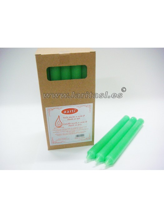 Vela Color Verde Claro 19cmx2cm +/- 8h